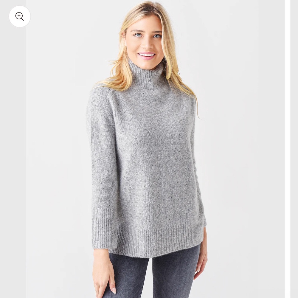 VINCE SIZE L WOMEN'S DONEGAL SIDE SLIT TURTLENECK‎ SWEATER GREY 100% cashmere